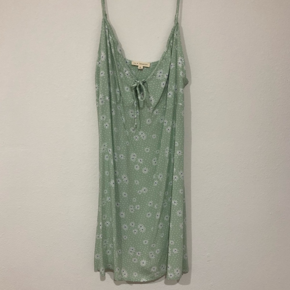 Pacsun light green/lime floral slip dress